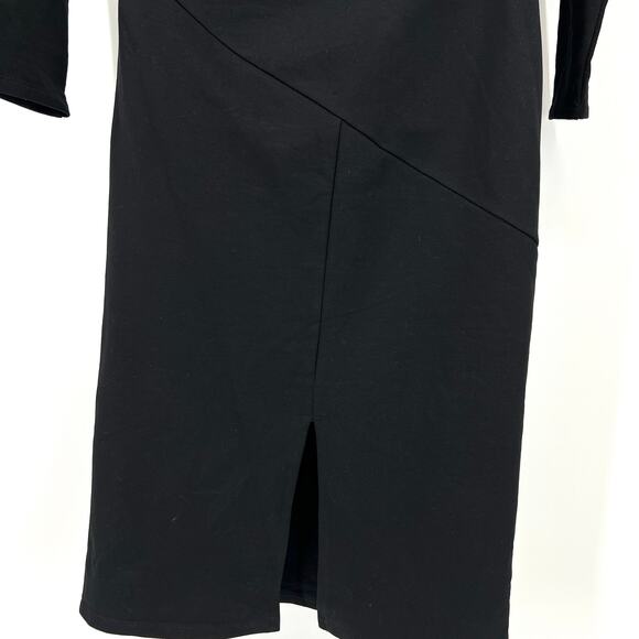 Marcella NYC Charis Black Cotton Blend Asymmetrical Scuba Dress Size Large NWT - Picture 2 of 7